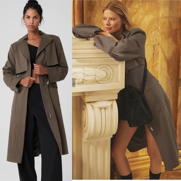 ALO Yoga Jackets & Blazers - NWT Alo Yoga Formation Taupe Trench Coat Jacket Olive Tree Size Medium